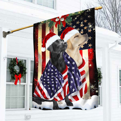 Black And Yellow Labrador Retrievers Flag Merry Christmas BNL285Fv18
