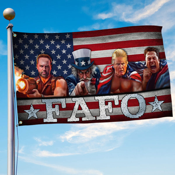 FAFO Trump Vance Musk and Uncle Sam Grommet Flag TQN4974LTH