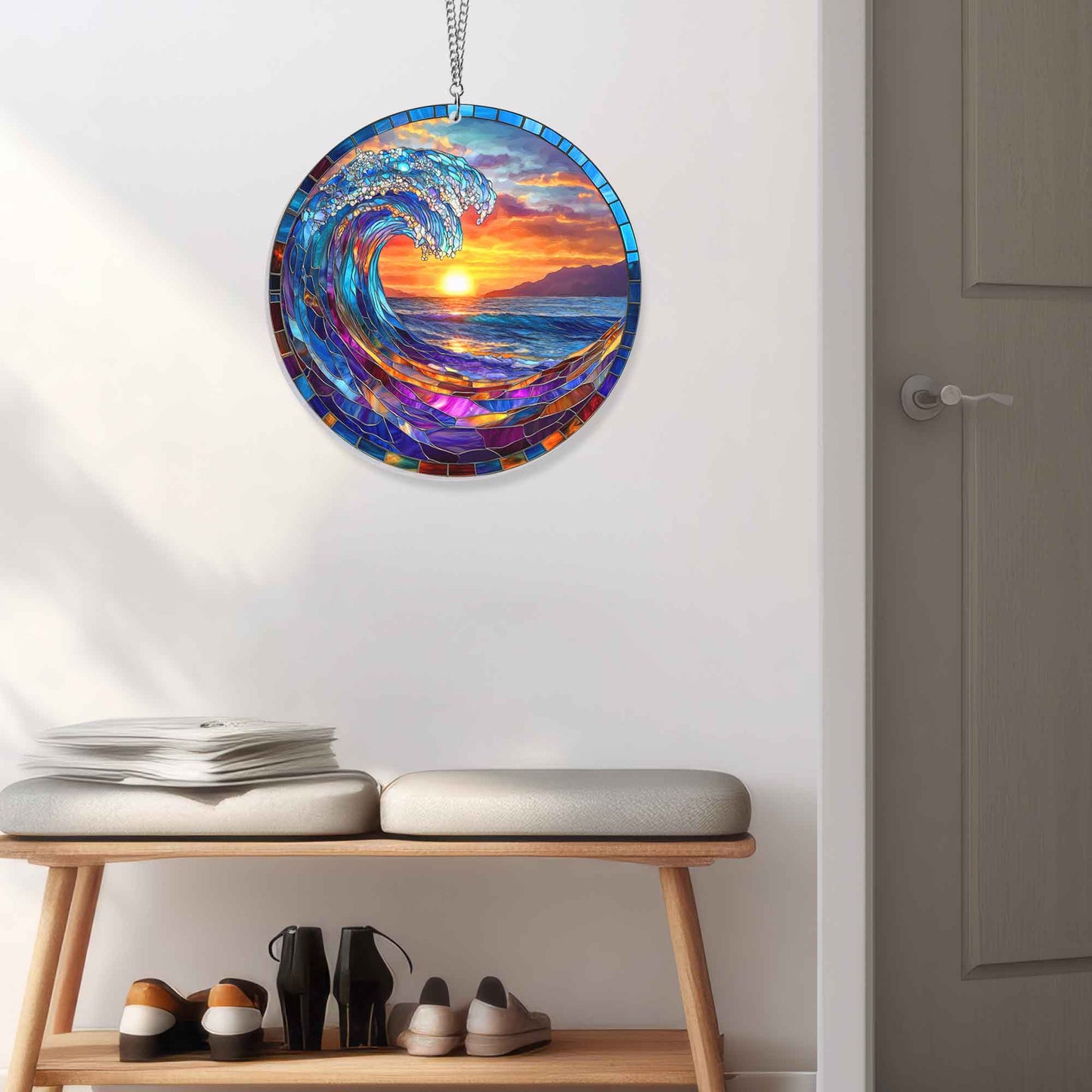 Sea Wave Suncatcher Ocean Beach Acrylic Hanging Sign TQN4456AS