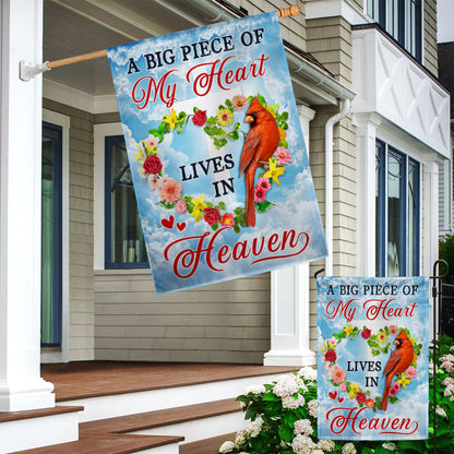 Cardinal Memorial A Big Piece Of My Heart Lives In Heaven Flag MLN1290F