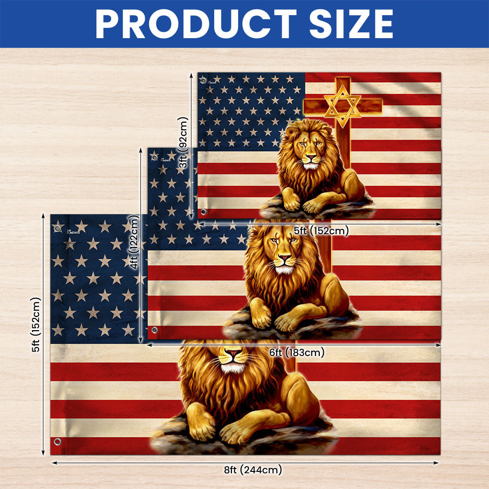 Lion Of Judah Cross Star Of David American Grommet Flag TQN5217TTH