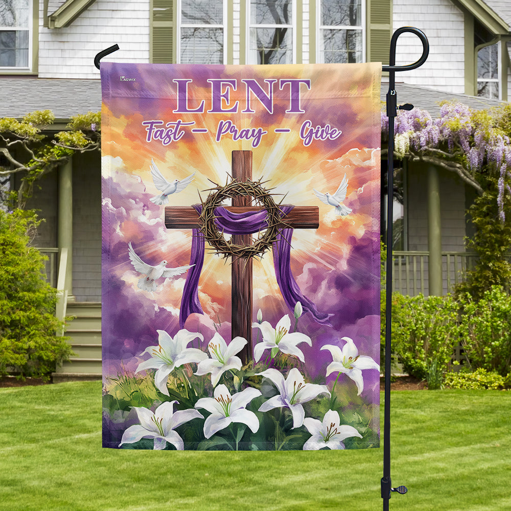 The Season Of Lent Easter Flag Christian Cross Purple Lent Flag VTM1186NGT