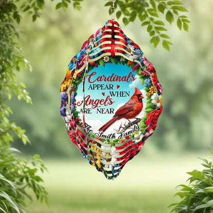 Personalized Cardinal Spring Flowers Wind Spinner Cardinals Appear When Angels Are Near MLN5179PMN