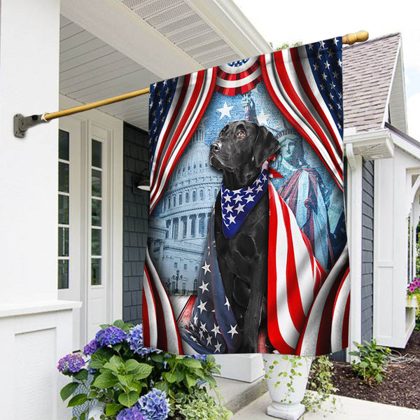 Flagwix American Flag - Happy 4th Of july. Black Labrador Retriever American Flag Wrapped in Glory TPT186F