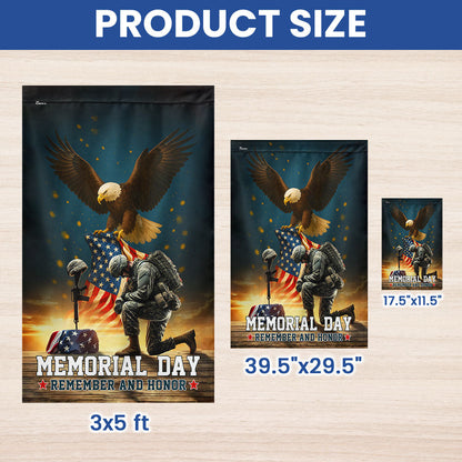 Memorial Day Eagle Kneeling Soldier Remember and Honor Flag MLN5543DTD