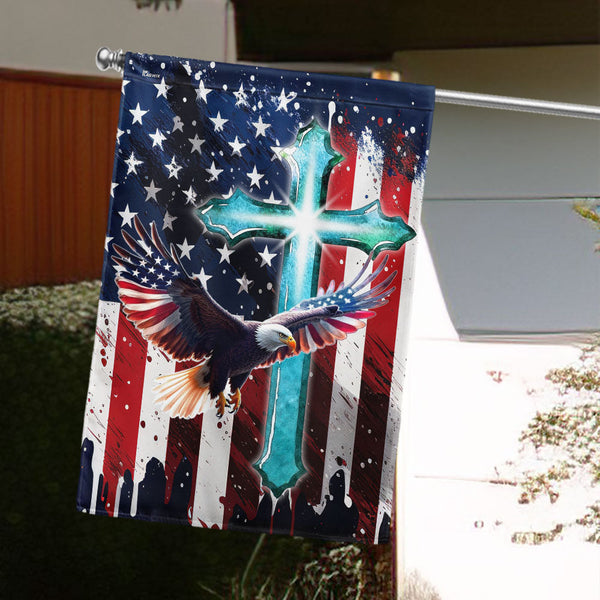 Flagwix American Flag - Eagle Patriot Christian Cross 4th of july Flag VTM1314PMN