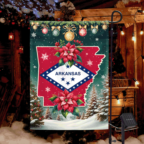 Arkansas Flag Christmas Solar LED Garden Flag TQN4193SF