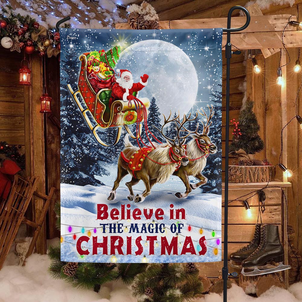 Believe In The Magic Of Christmas Santa's Sleigh Flag TQN1847F