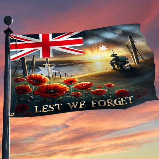 Anzac Day, Remembrance Day Australian Veteran Lest We Forget Grommet Flag MLN2466GF