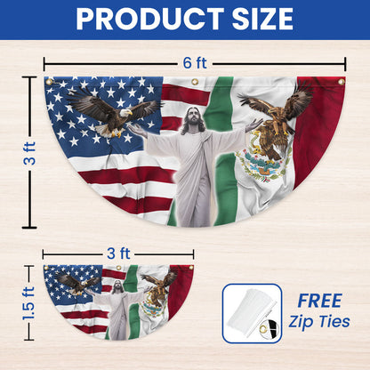 Mexican American Jesus Non-Pleated Fan Flag PHB05LPN