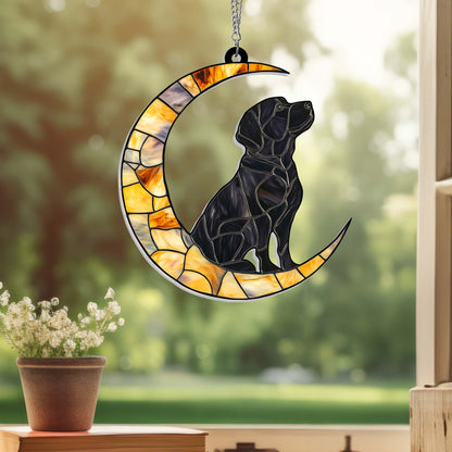 Labrador Retriever Dog On The Moon Acrylic Suncatcher Hanging Sign TQN4877LTH