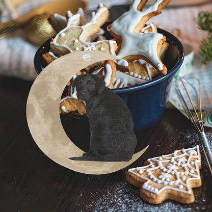 Black Labrador Retriever Ornament, Lab On The Moon Christmas Ornament QNK879Ov1