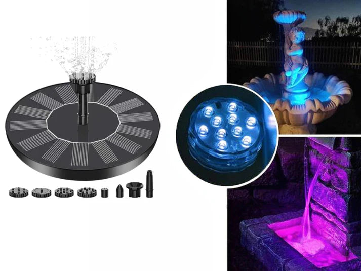 Solar Powered Bird Bath Fountain with 6 Nozzles for Bird Bath, Garden, Pond, Pool