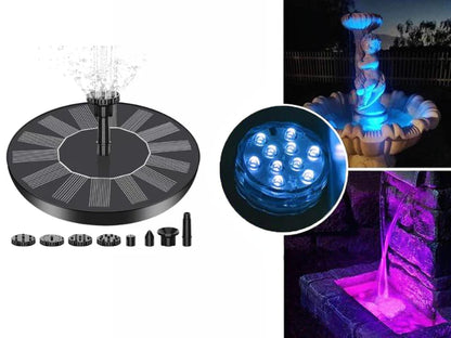 Solar Powered Bird Bath Fountain with 6 Nozzles for Bird Bath, Garden, Pond, Pool
