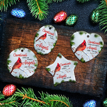 Cardinal Christmas Ornament, Sympathy Christmas Gift, Memorial Ornament, Cardinals Appear When Angels Are Near, Memorial Gifts For The Loss Of A Loved One - Christmas Decorations, Ceramic Ornament LHA1134O