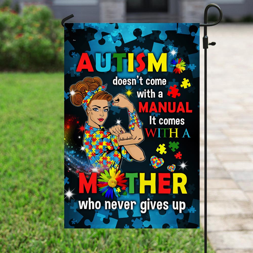 Autism Mom Never Gives Up Flag