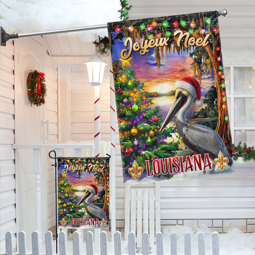Cajun Christmas Pelican Flag - Louisiana 'Joyeux Noël' Holiday Décor MLN4248F - 3-Day Shipping