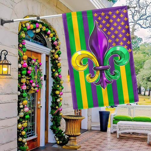 Mardi Gras Fleur De Lis American Flag TPT2633F