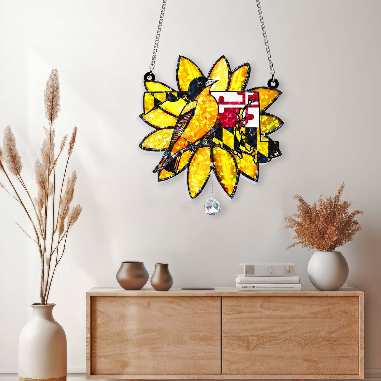 Maryland Baltimore Oriole Bird Hologram Window Hanging VTM1528NGT