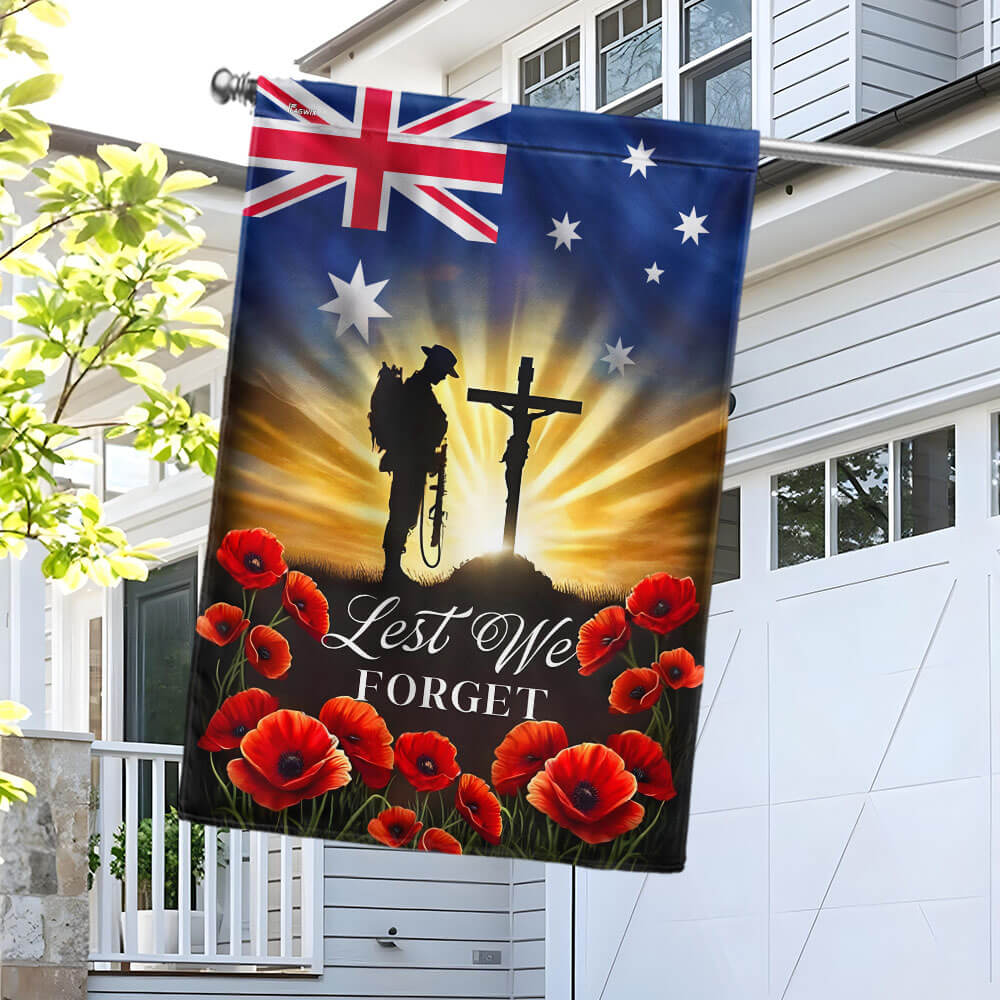 Anzac Day, Remembrance Day Australian Veteran Lest We Forget Flag MLN5173TNB