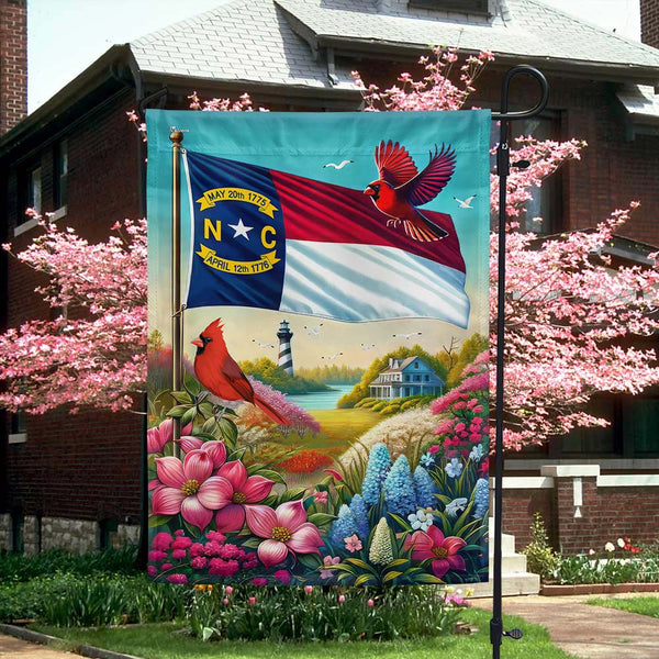 FLAGWIX Spring in North Carolina, Dogwood Flowers, Colorful Azaleas and Cardinal Flag MLN2822F