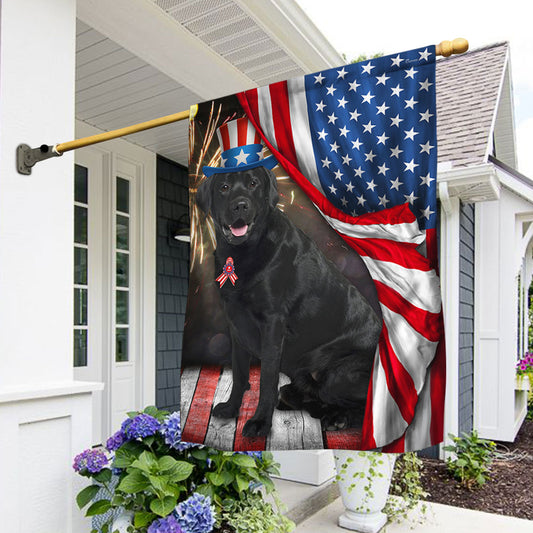 Black Labrador Flag 7th of july Black Labrador American Flag QTR202F
