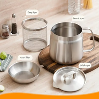 🔥🔥Fryer Pot with Basket & Strainer Set