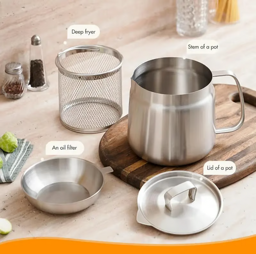 304 Stainless Steel Deep Fryer Pot Set for Kitchen, Frying, Cooking, Camping
