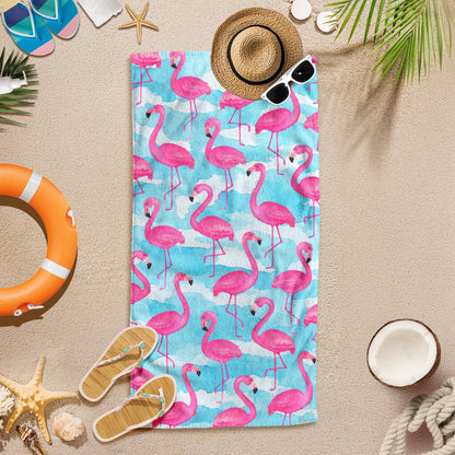 Pink Flamingo Tropical Summer Beach Towel TQN5289NTH