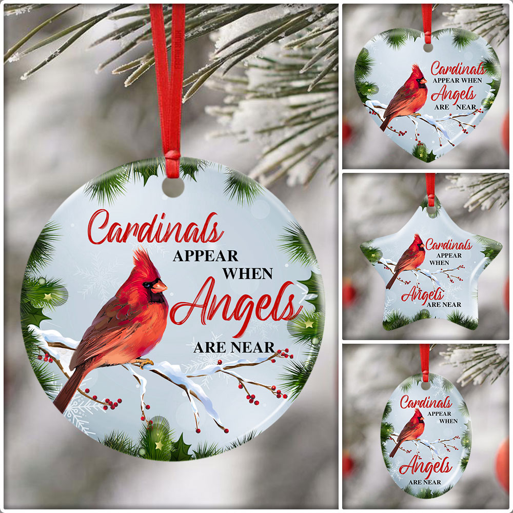 Cardinal Christmas Ornament, Sympathy Christmas Gift, Memorial Ornament, Cardinals Appear When Angels Are Near, Memorial Gifts For The Loss Of A Loved One - Christmas Decorations, Ceramic Ornament LHA1134O