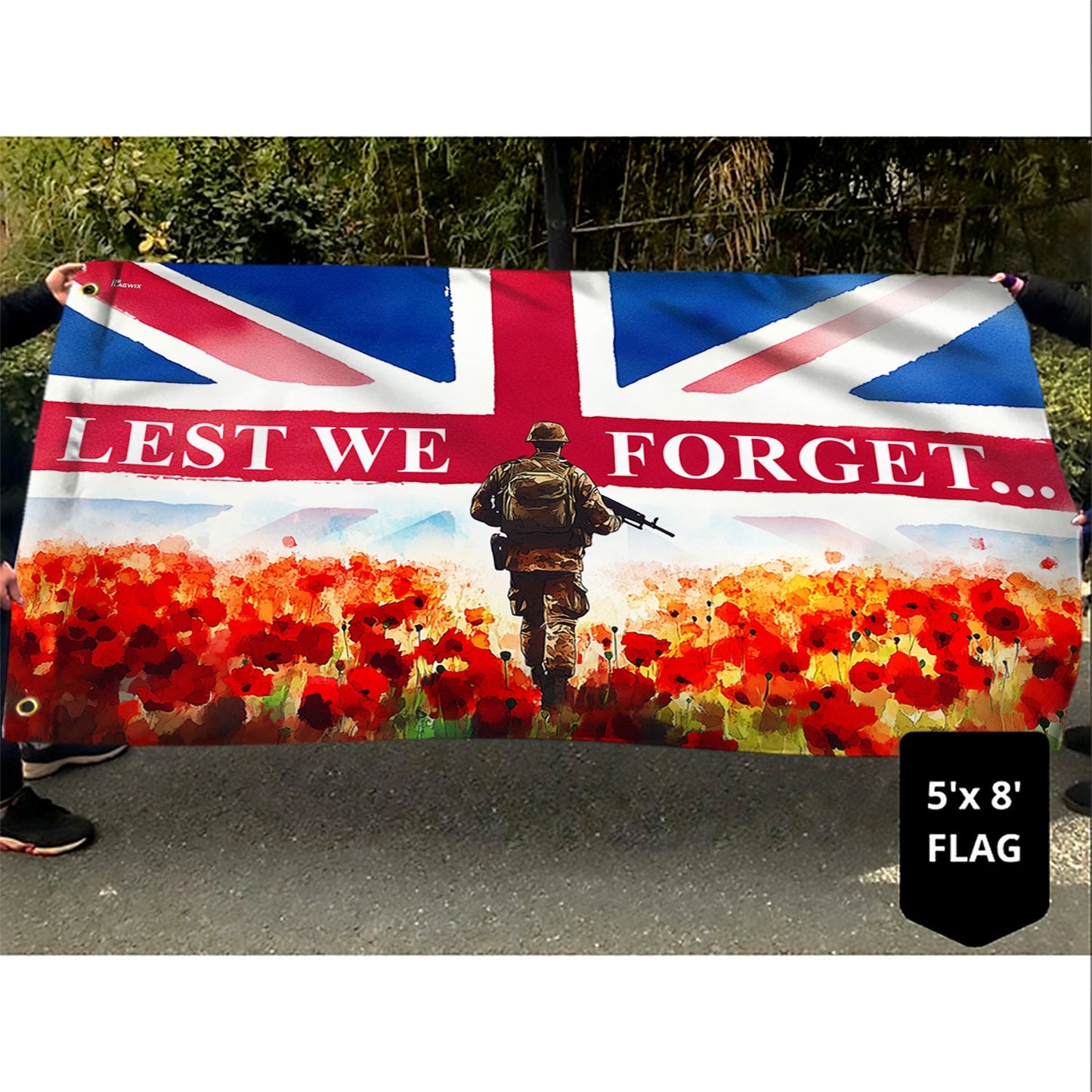 Lest We Forget UK Armed Forces Day Veteran Grommet Flag VTM1187NGT