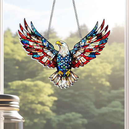 Patriotic Eagle Hologram Window Hanging TQN5514DNV