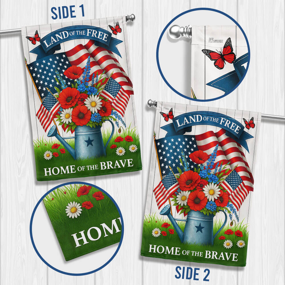 Patriotic Flower Flag Land Of The Free Home Of The Brave