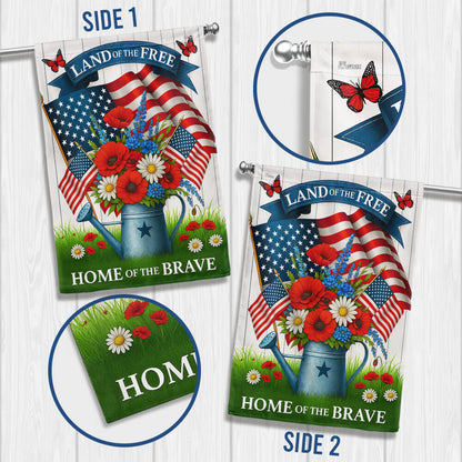 Patriotic Flower Flag Land Of The Free Home Of The Brave