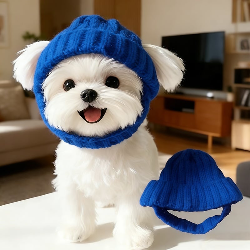 🔥LAST DAY 49% OFF - 🐾Red Wool Knit Dog Beanie with Ear Flaps – Warm Winter Hat