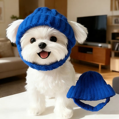 🔥LAST DAY 49% OFF - 🐾Red Wool Knit Dog Beanie with Ear Flaps – Warm Winter Hat