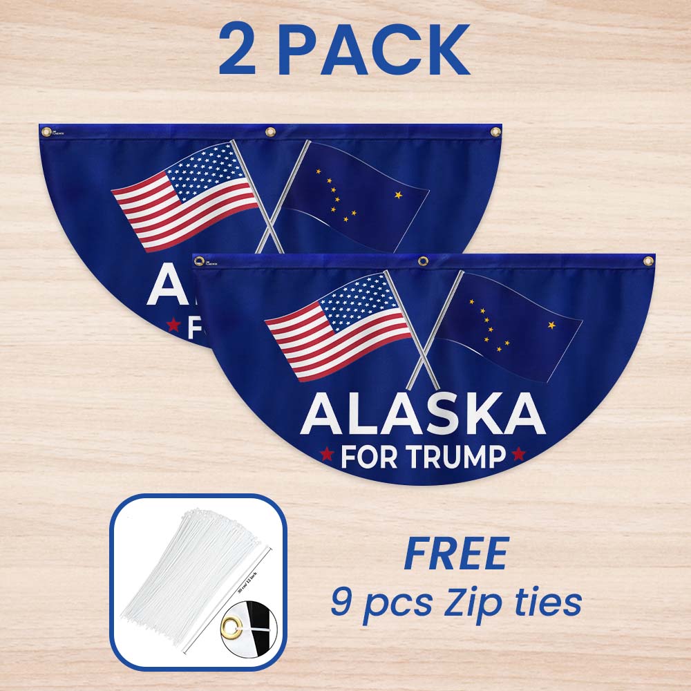 Alaska For Trump 2024 Non-Pleated Fan Flag MLN3405FLv1