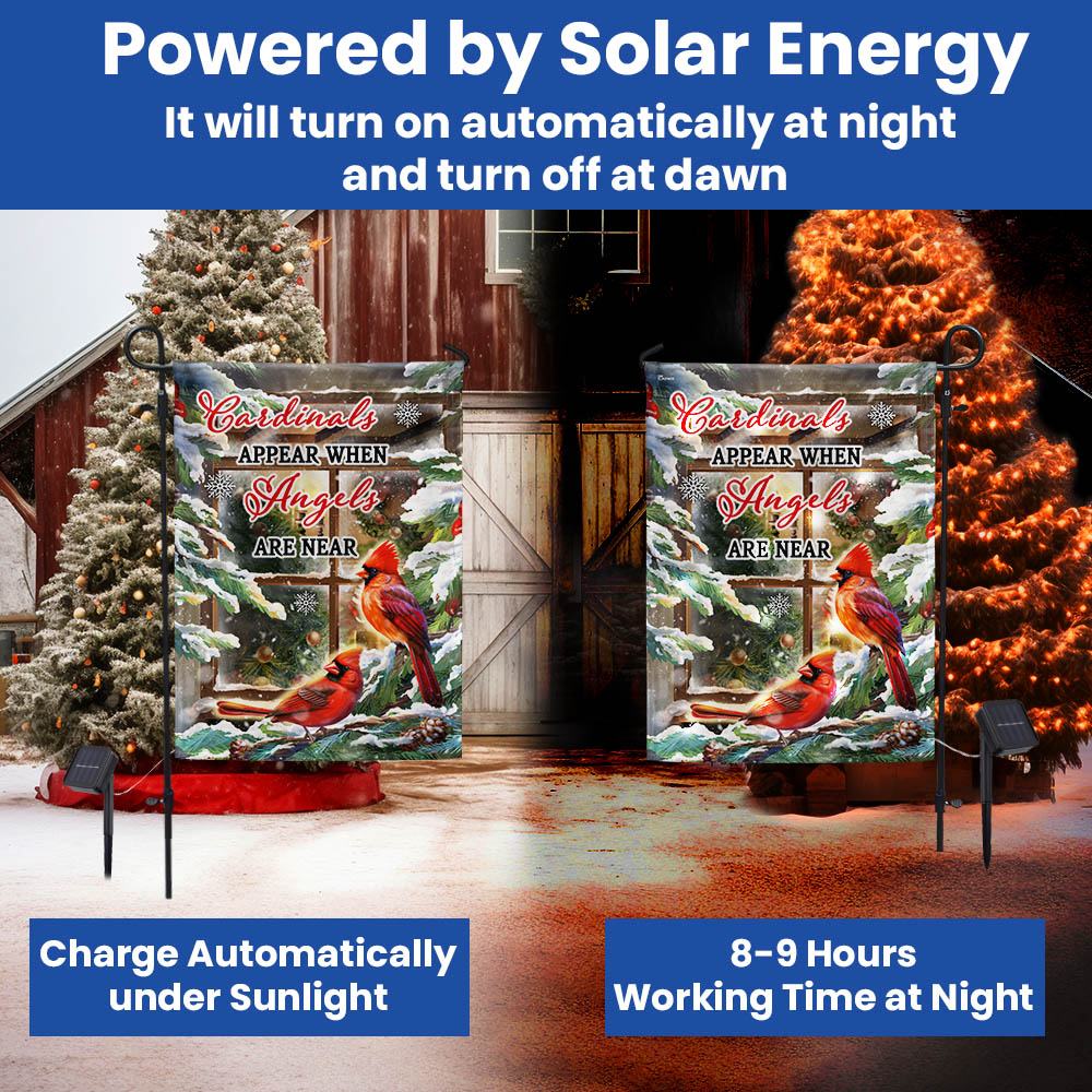 Cardinal Christmas Cardinals Appear When Angels Are Near Solar LED Garden Flag MLN1978SF