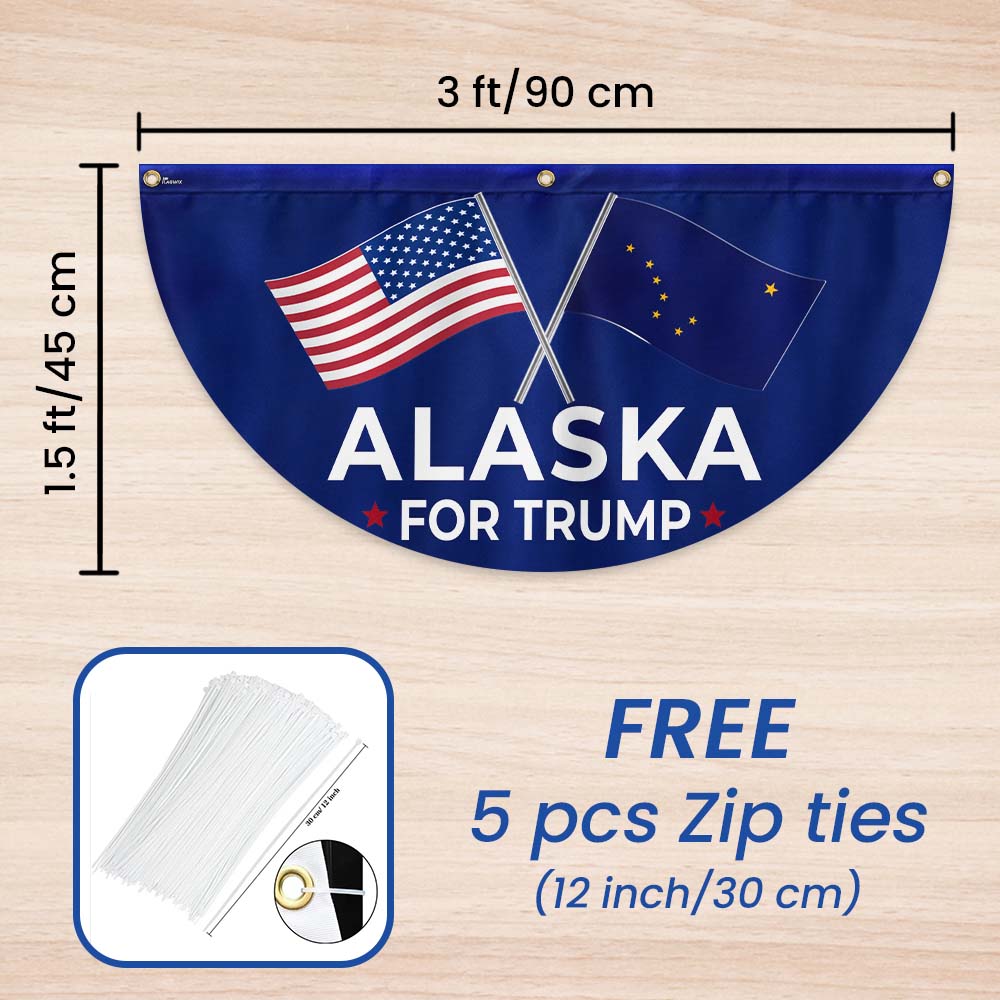 Alaska For Trump 2024 Non-Pleated Fan Flag MLN3405FLv1