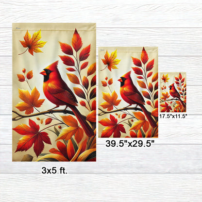 Cardinal Fall Autumn Leaves Flag MLN3564F