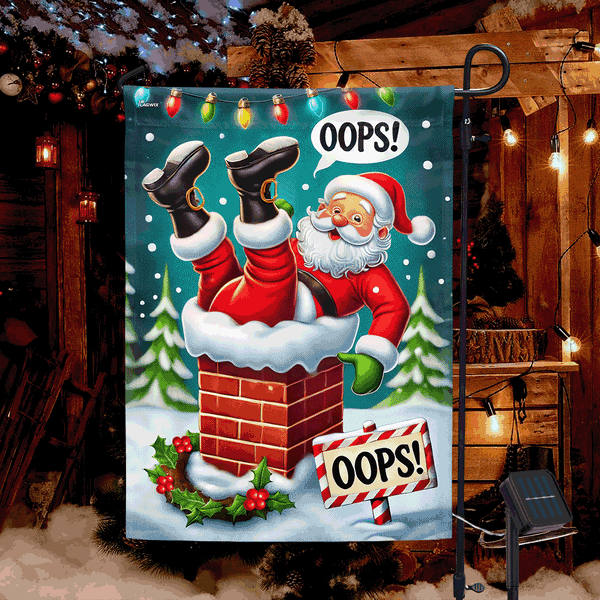 Funny Santa Claus Is Coming To Town Solar LED Garden Flag MLN4338SF