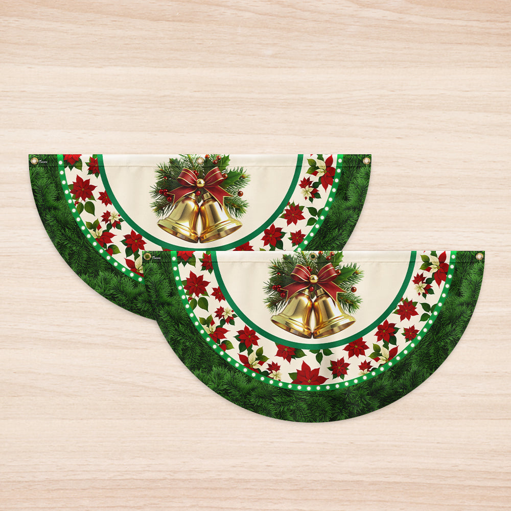 Beautiful Jingle Bells Poinsettia Flowers Christmas Bunting TQN3734FL