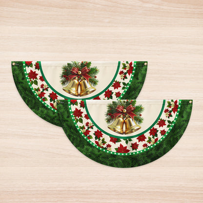 Beautiful Jingle Bells Poinsettia Flowers Christmas Bunting TQN3734FL