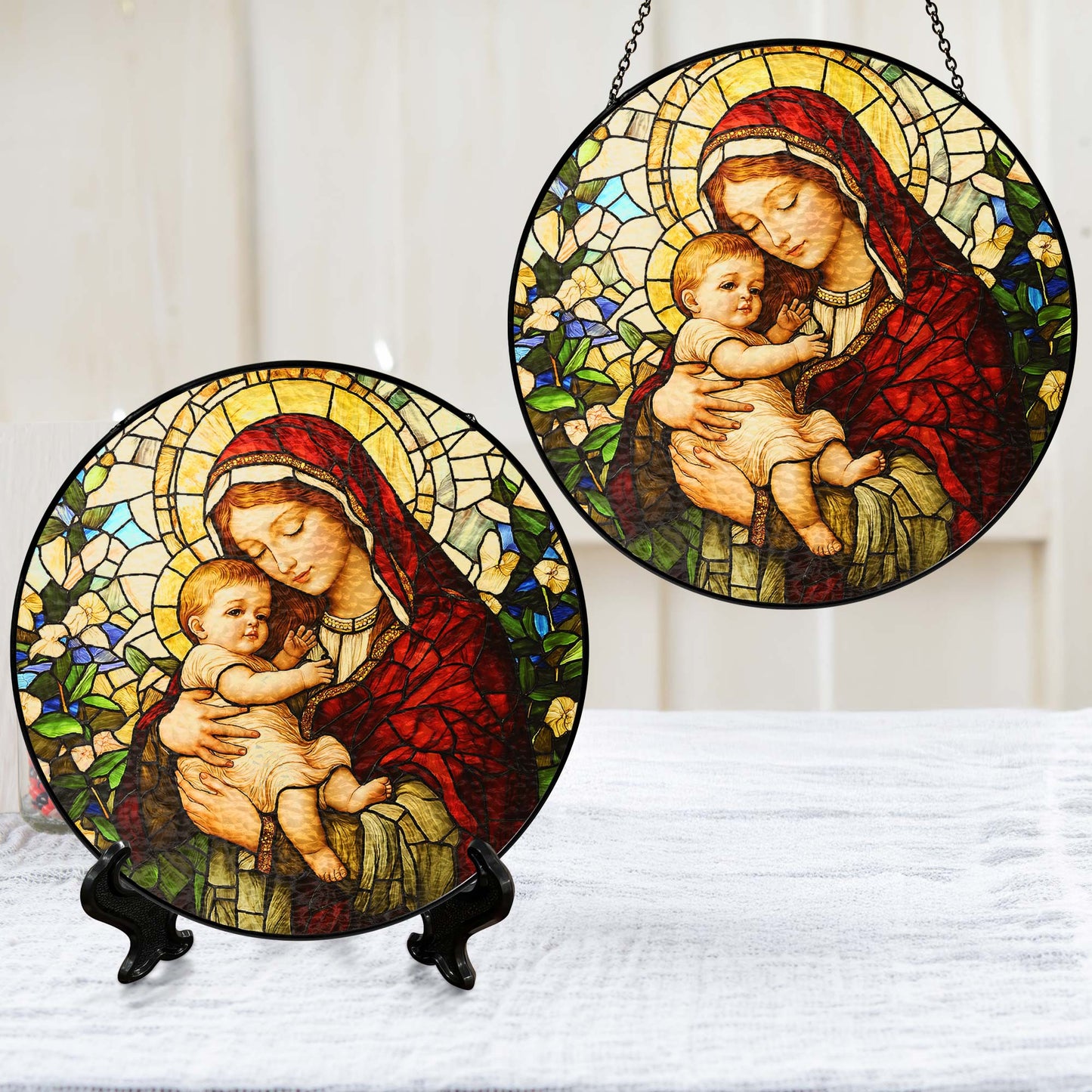 Blessed Virgin Mary Catholic  Religious Stained Glass Suncatcher TQN5189HVN