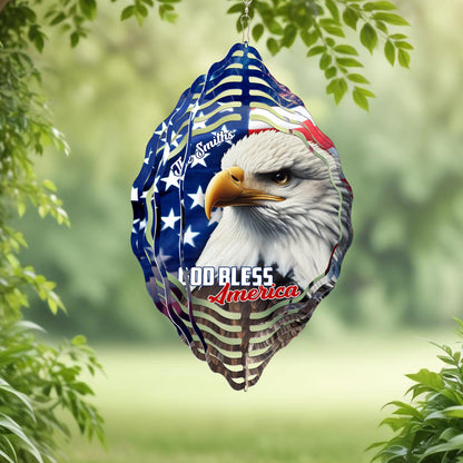 Personalized Patriot Eagle God Bless America Wind Spinner MLN5190PMN