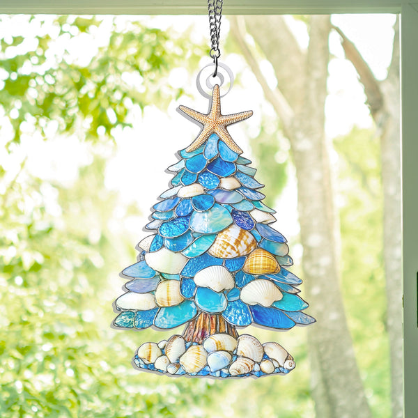 Coastal Beach Christmas Tree Suncatcher Acrylic Hanging TQN4105AS