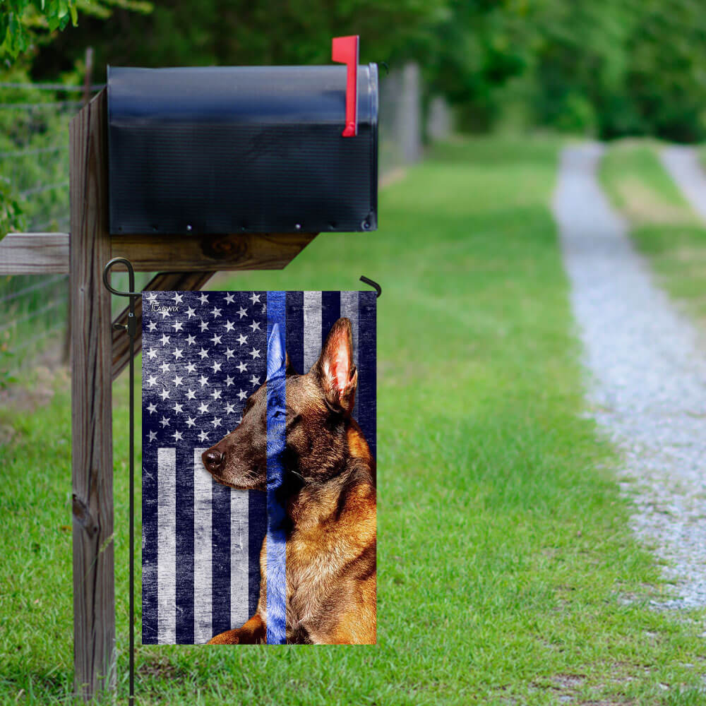 Belgian Malinois. The Thin Blue Line Flag