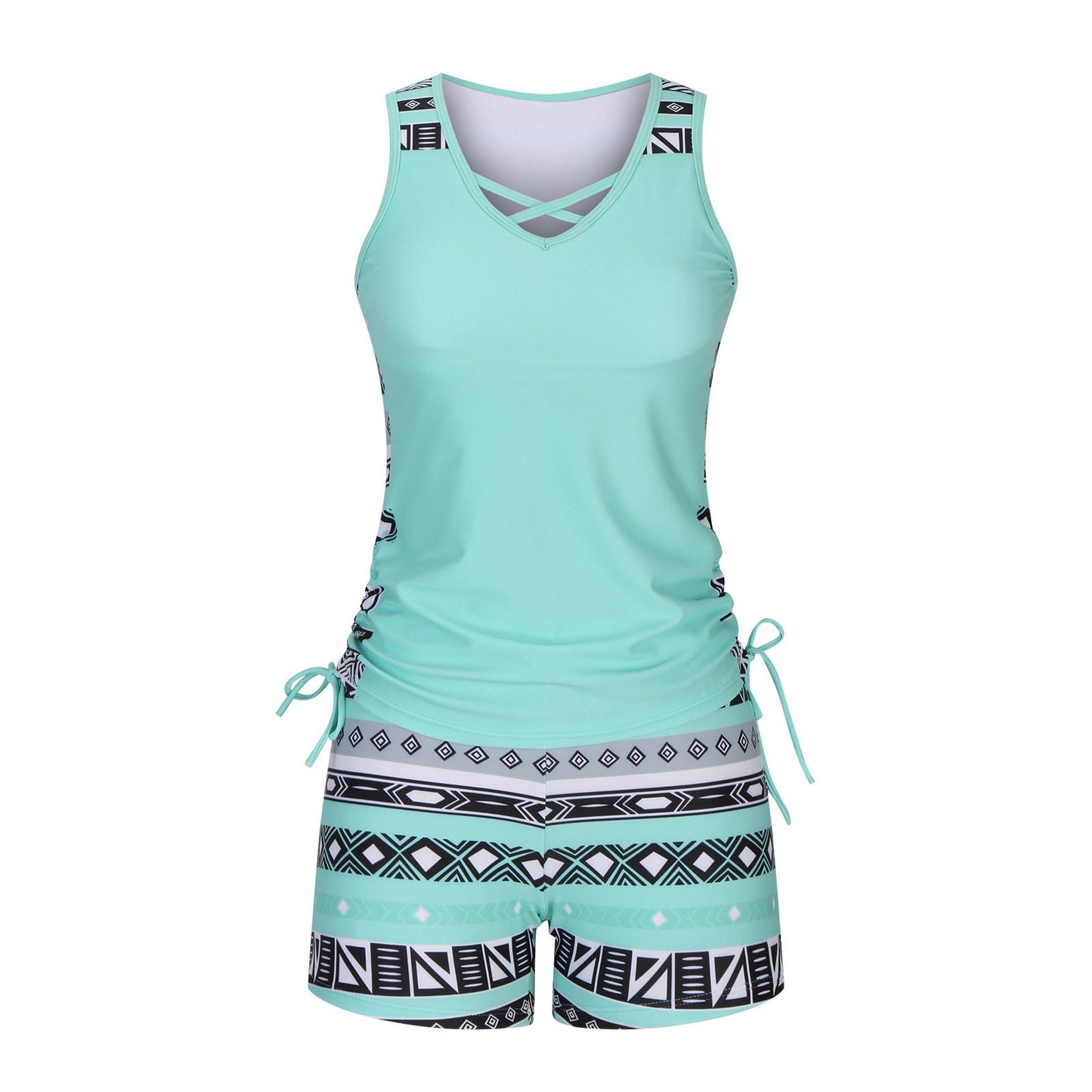 ⏰LAST DAY 60% OFF - Miraclesuit Women's Tummy Control Tankini Set with Built-In Bra – Flattering Boho Swimwear with Shorts🔥