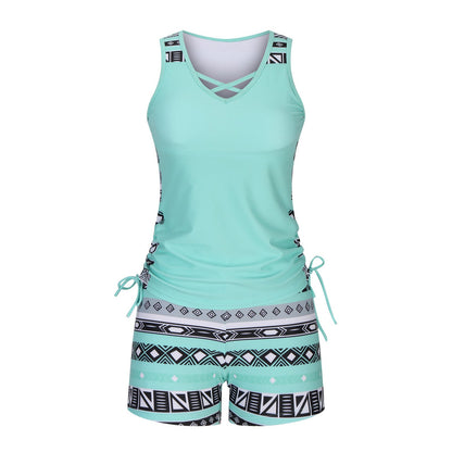 ⏰LAST DAY 60% OFF - Miraclesuit Women's Tummy Control Tankini Set with Built-In Bra – Flattering Boho Swimwear with Shorts🔥