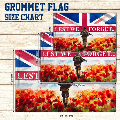 Lest We Forget UK Armed Forces Day Veteran Grommet Flag VTM1187NGT